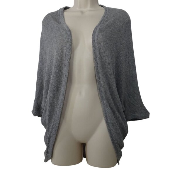 Aeropostale Gray Open Front Knit Cardigan Sweater Women Size L Dolman 3/4 Sleeve - Picture 1 of 8